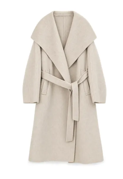 Wrap Style Belted Wool Coat