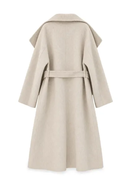 Wrap Style Belted Wool Coat