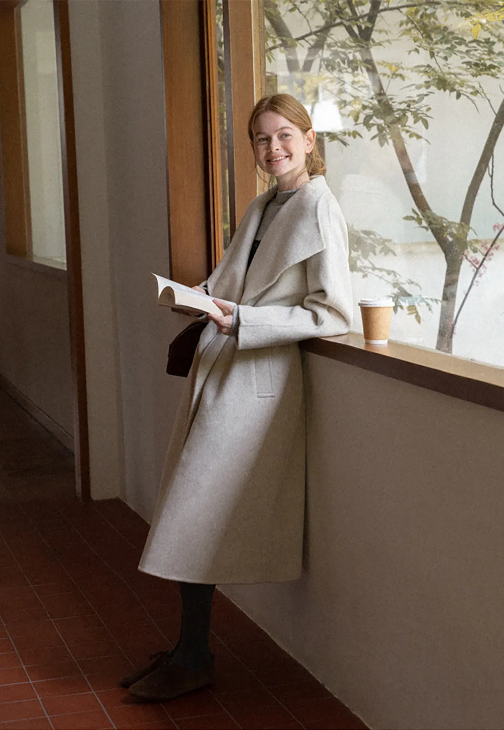 Wrap Style Belted Wool Coat