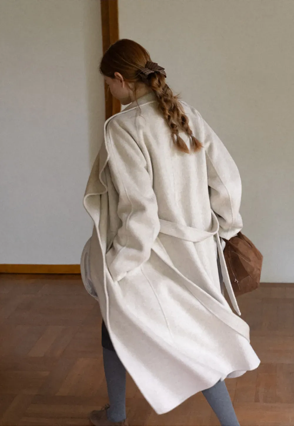 Wrap Style Belted Wool Coat
