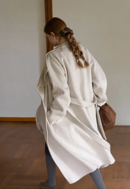 Wrap Style Belted Wool Coat