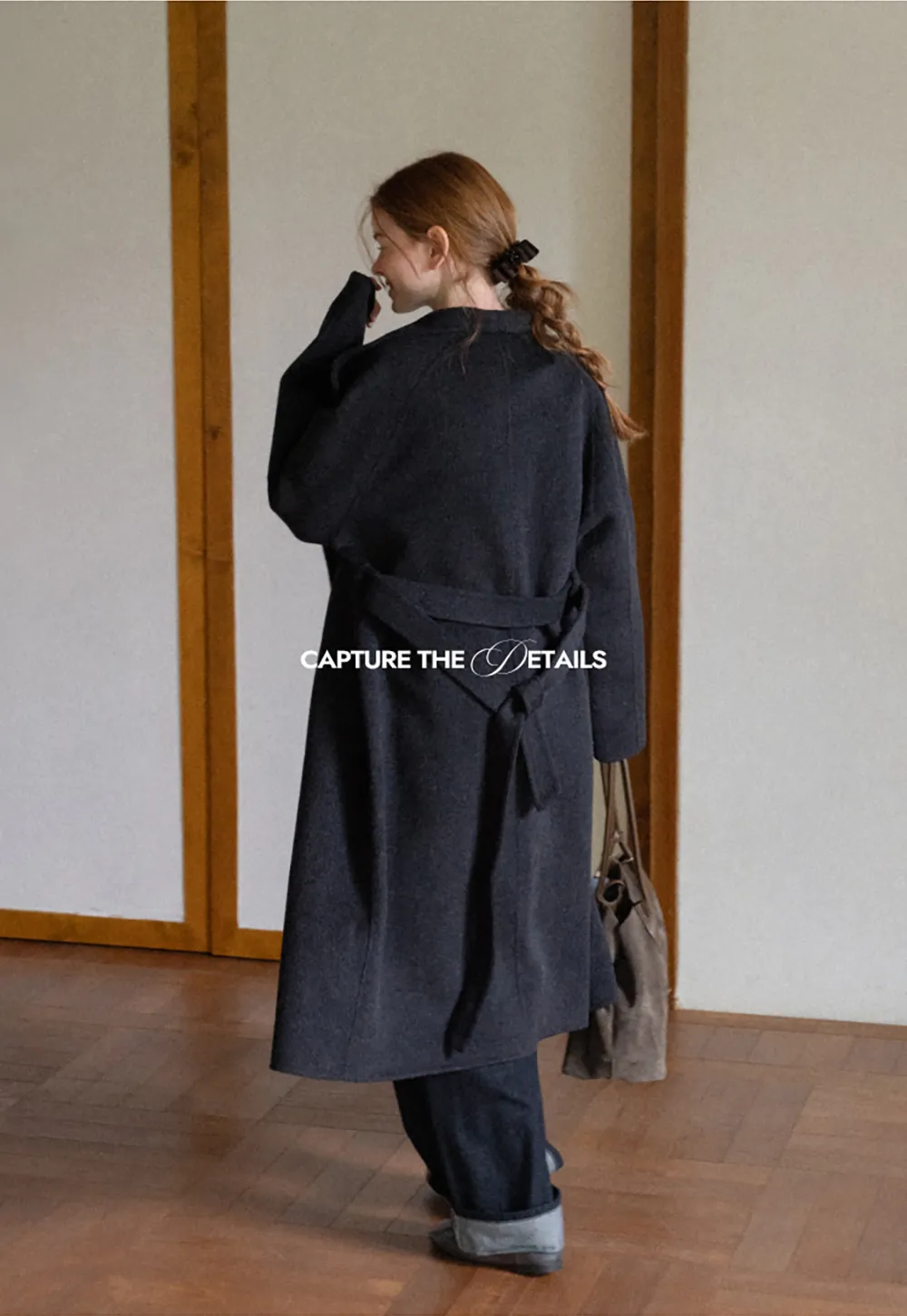 Wrap Style Belted Wool Coat