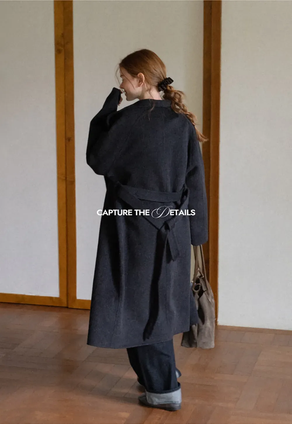 Wrap Style Belted Wool Coat