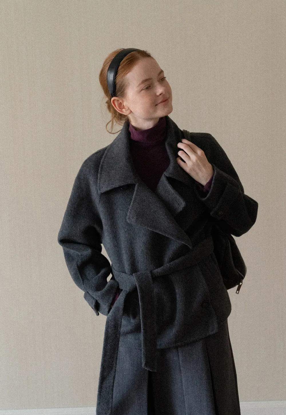 Oversized Wrap Coat with Wide Lapel and Belted Waist