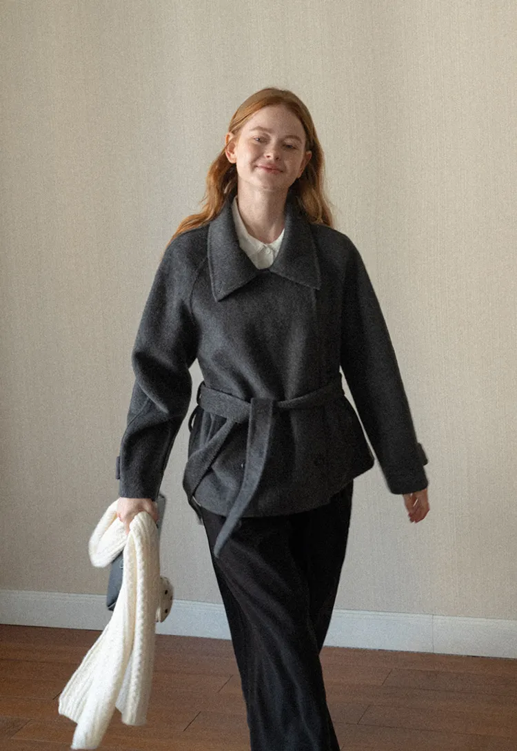 Oversized Wrap Coat with Wide Lapel and Belted Waist