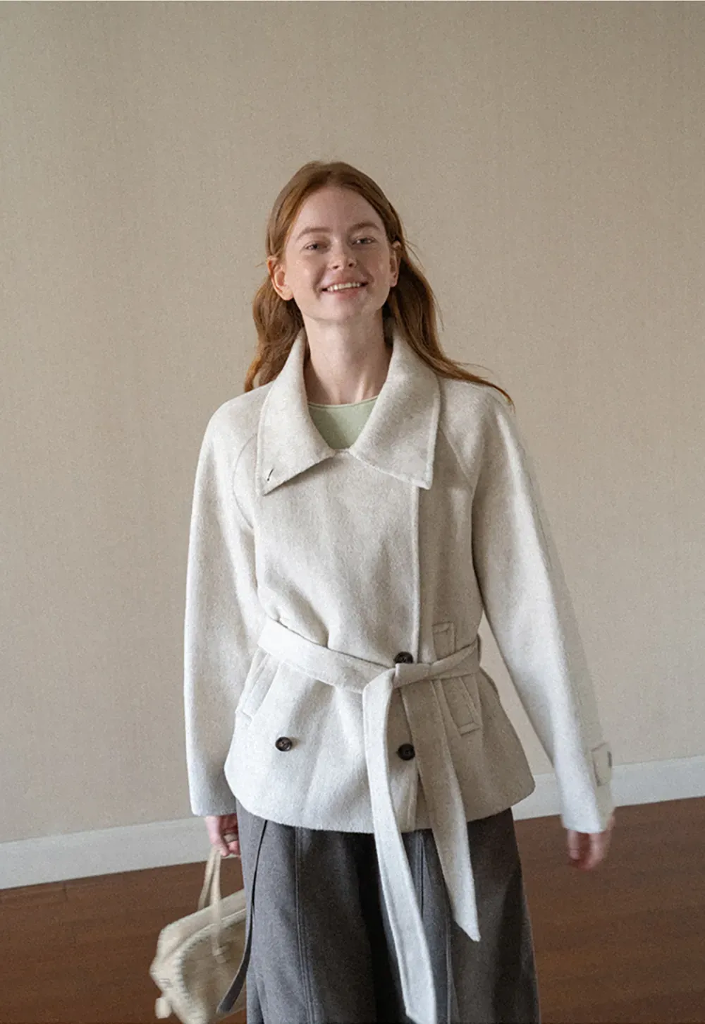 Oversized Wrap Coat with Wide Lapel and Belted Waist