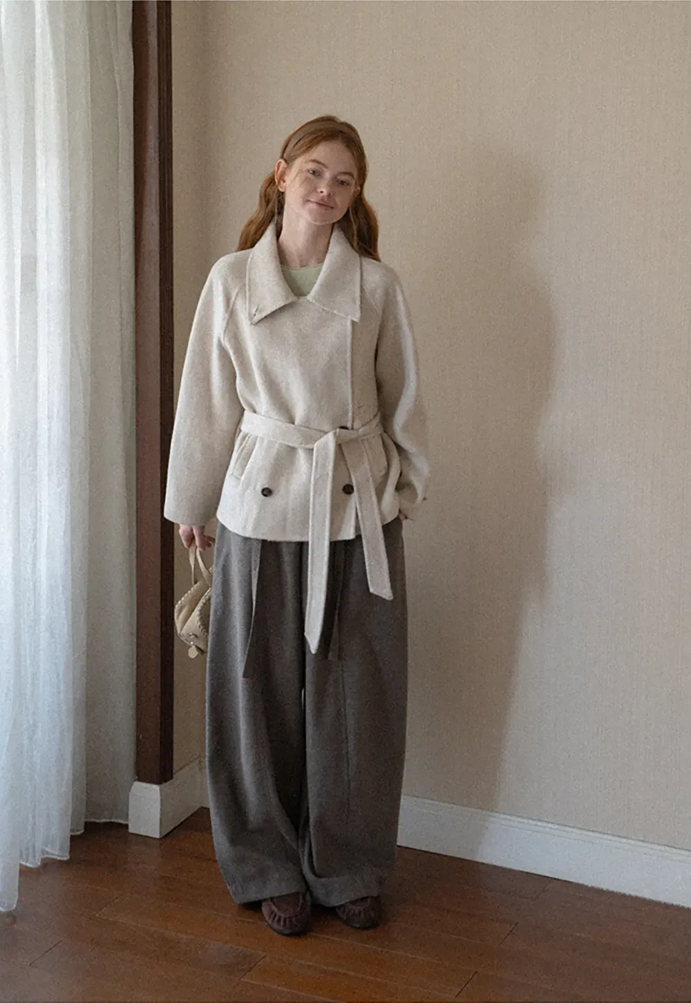 Oversized Wrap Coat with Wide Lapel and Belted Waist