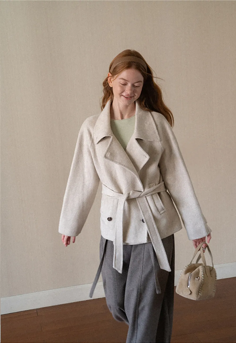 Oversized Wrap Coat with Wide Lapel and Belted Waist