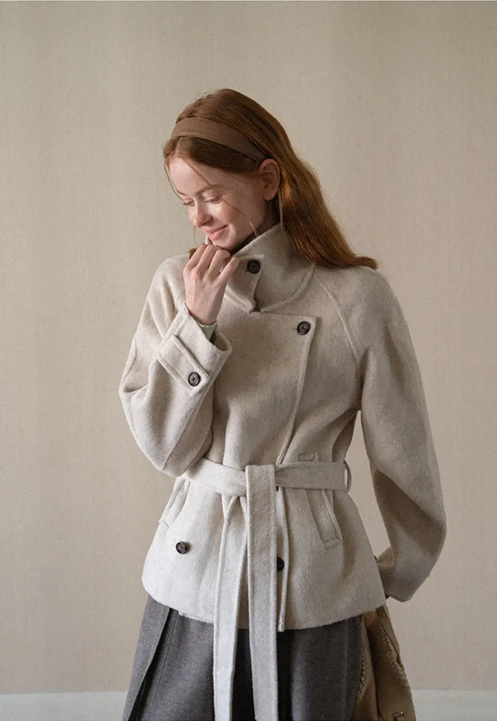 Oversized Wrap Coat with Wide Lapel and Belted Waist