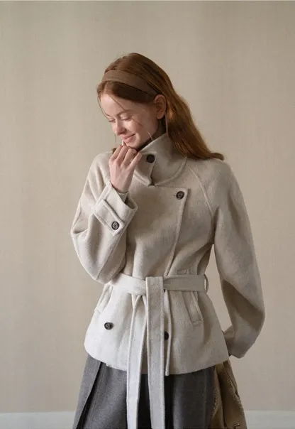 Oversized Wrap Coat with Wide Lapel and Belted Waist