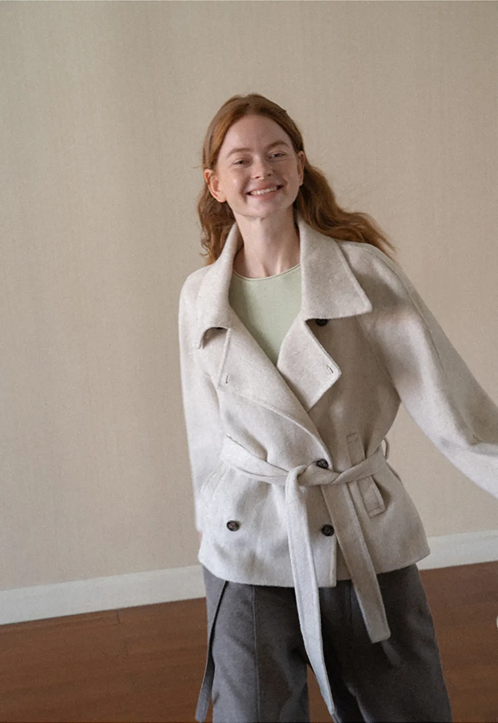 Oversized Wrap Coat with Wide Lapel and Belted Waist