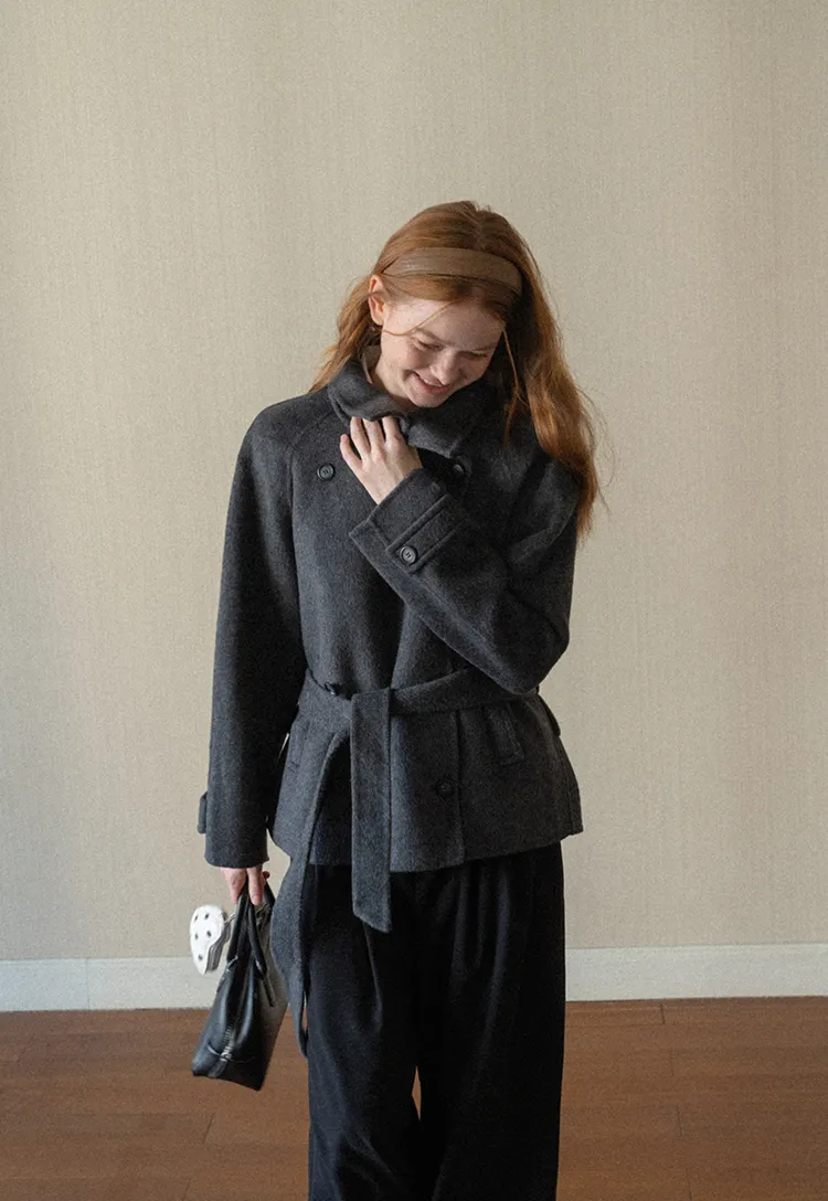 Oversized Wrap Coat with Wide Lapel and Belted Waist