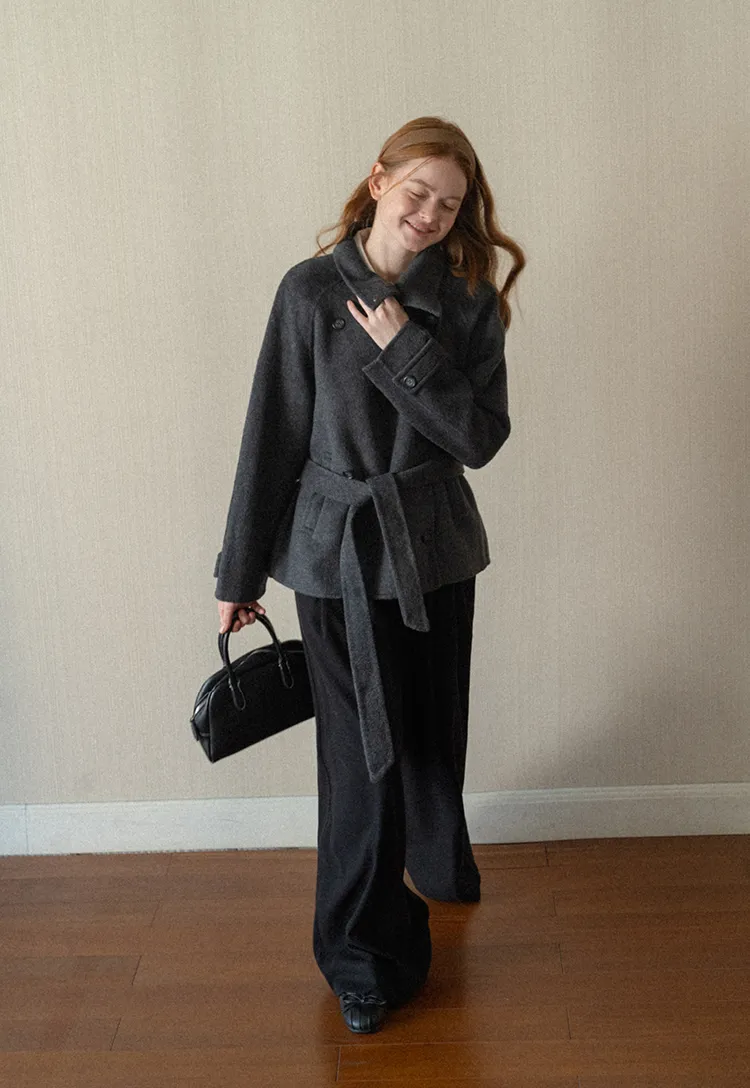 Oversized Wrap Coat with Wide Lapel and Belted Waist