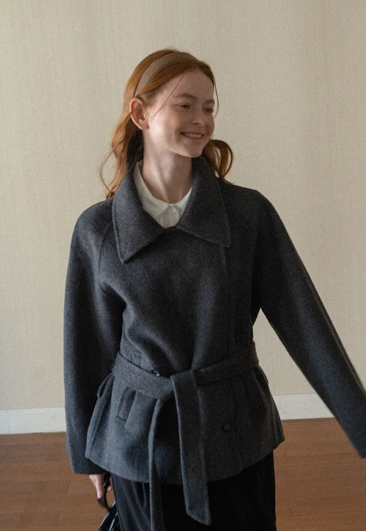 Oversized Wrap Coat with Wide Lapel and Belted Waist