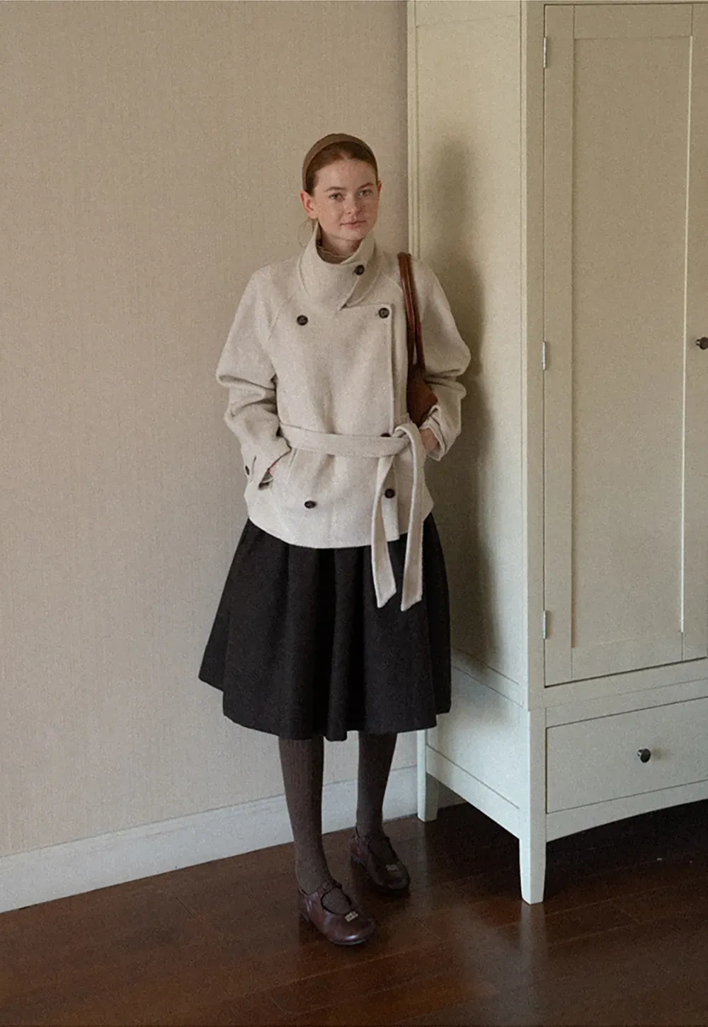 Oversized Wrap Coat with Wide Lapel and Belted Waist