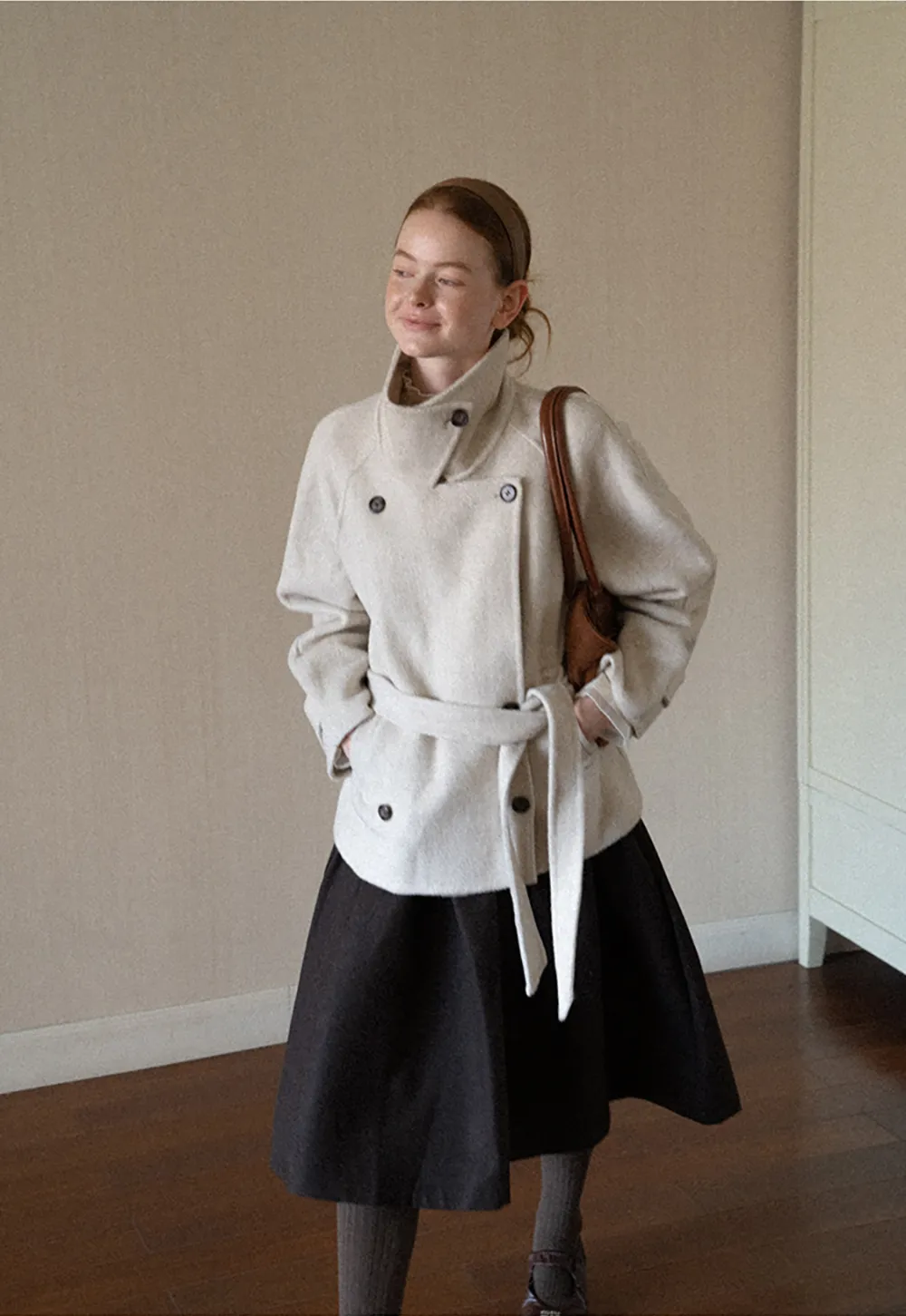 Oversized Wrap Coat with Wide Lapel and Belted Waist