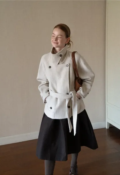 Oversized Wrap Coat with Wide Lapel and Belted Waist