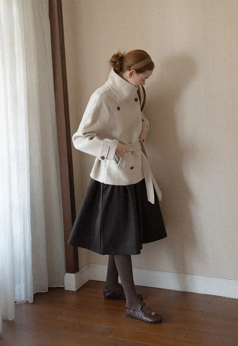 Oversized Wrap Coat with Wide Lapel and Belted Waist