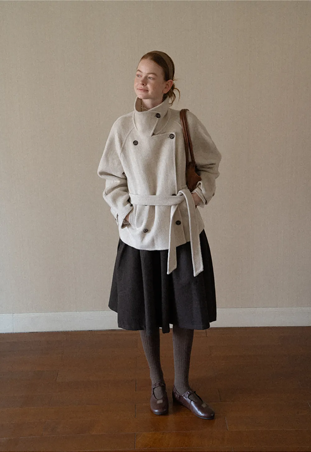 Oversized Wrap Coat with Wide Lapel and Belted Waist
