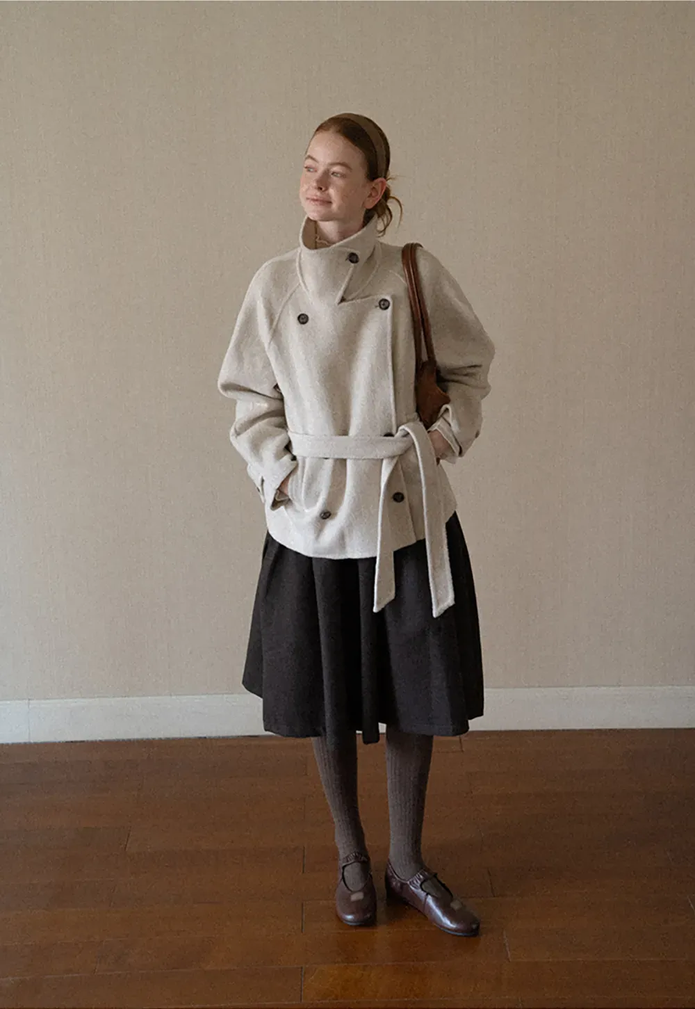Oversized Wrap Coat with Wide Lapel and Belted Waist