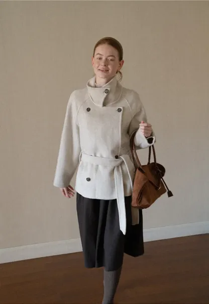 Oversized Wrap Coat with Wide Lapel and Belted Waist