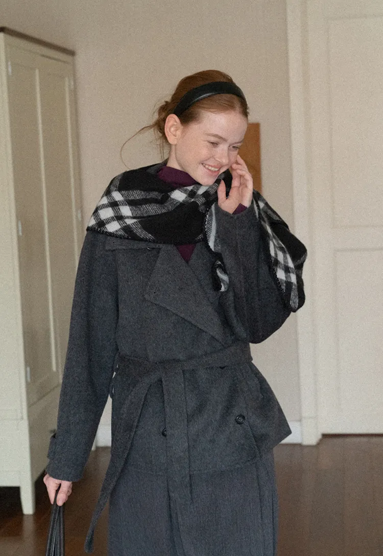 Oversized Wrap Coat with Wide Lapel and Belted Waist