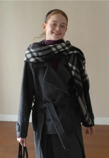 Oversized Wrap Coat with Wide Lapel and Belted Waist