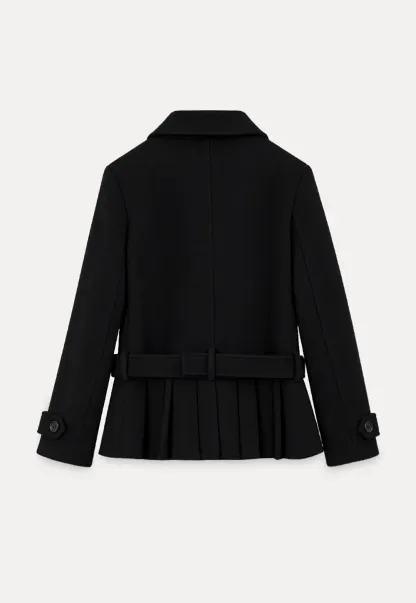 Peplum Hem Double Breasted Wool Coat
