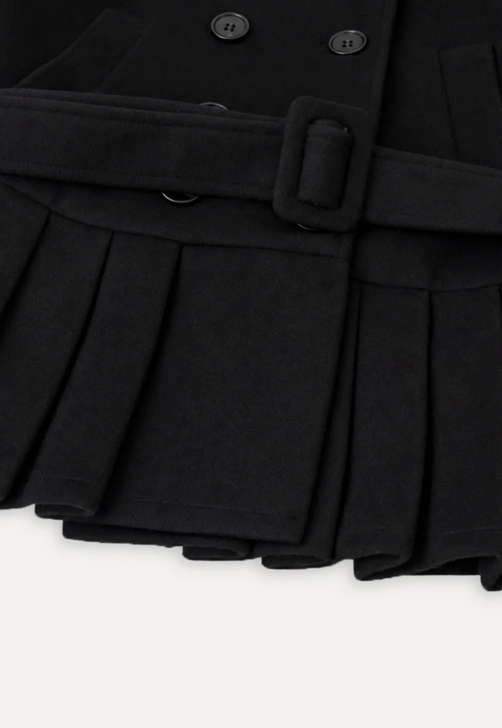 Peplum Hem Double Breasted Wool Coat