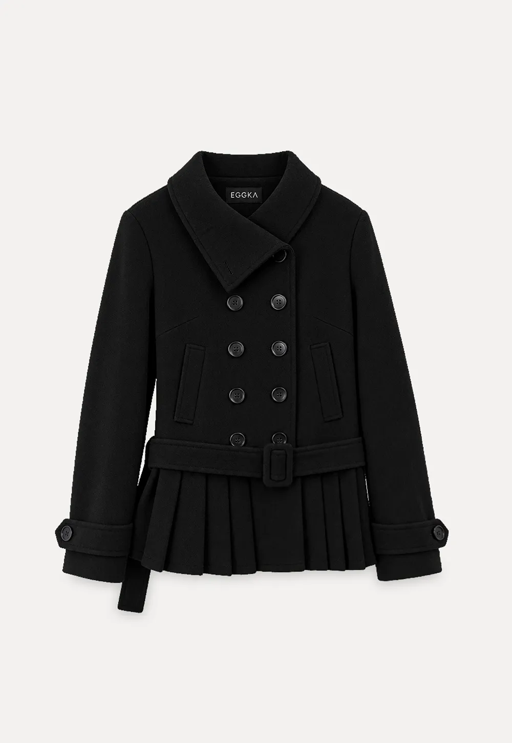 Peplum Hem Double Breasted Wool Coat