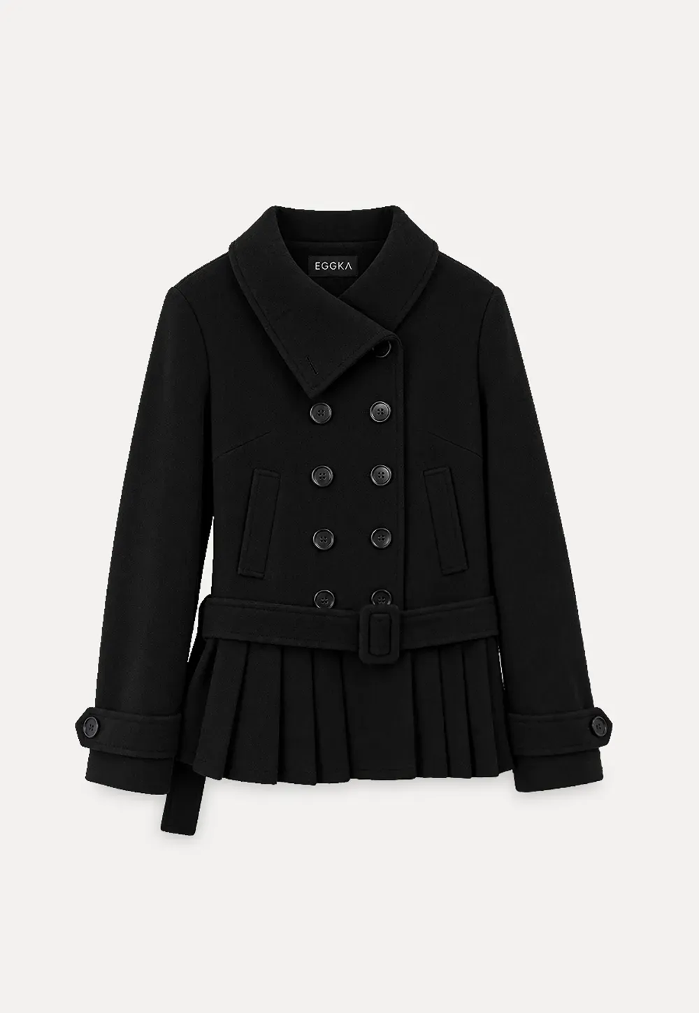 Peplum Hem Double Breasted Wool Coat