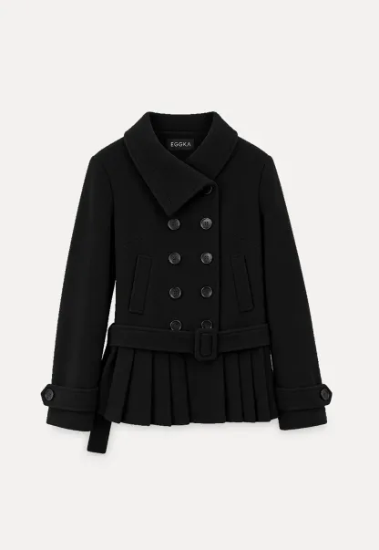 Peplum Hem Double Breasted Wool Coat