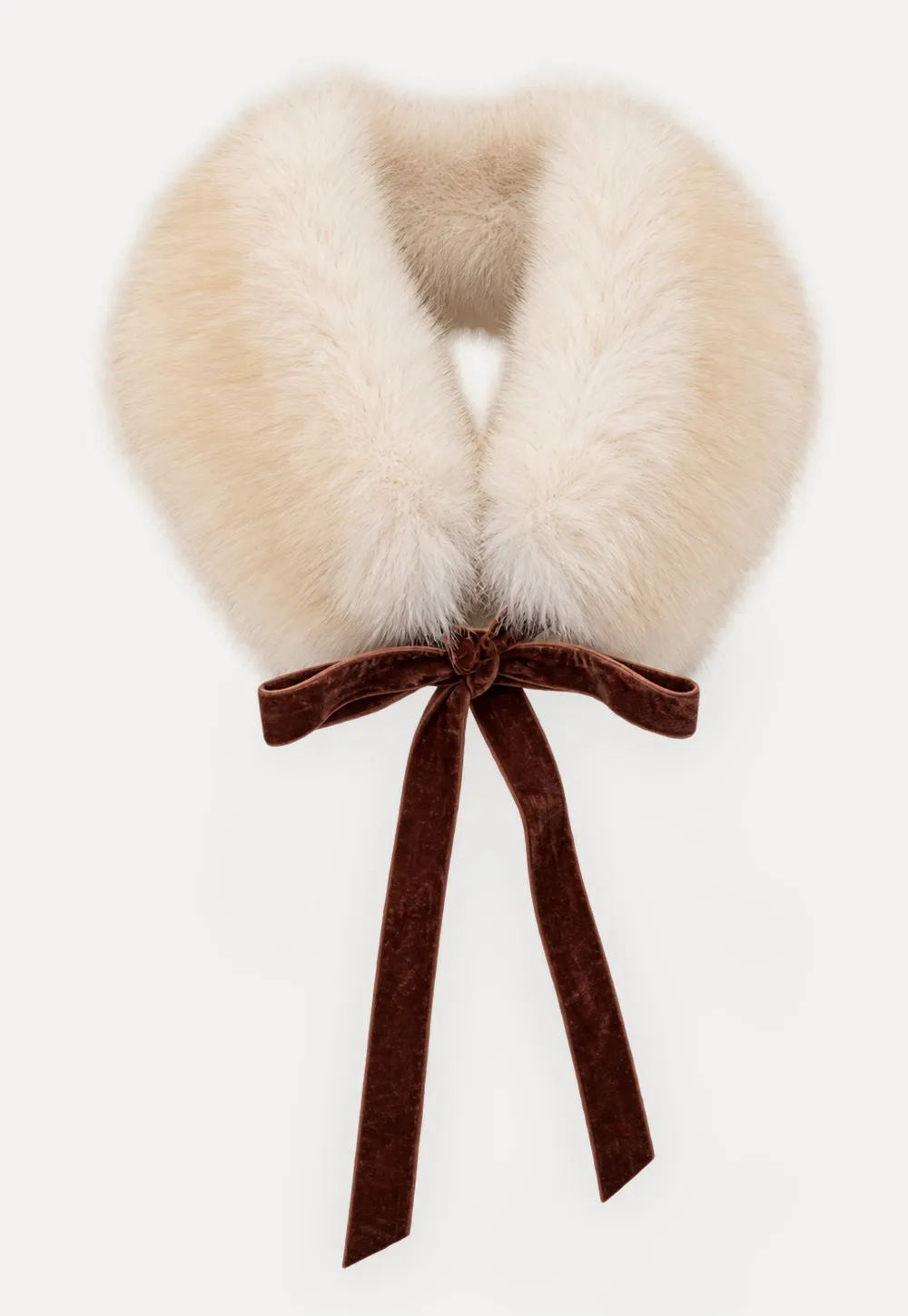 Fur Collar Bow Tie Double Breasted Wool Coat
