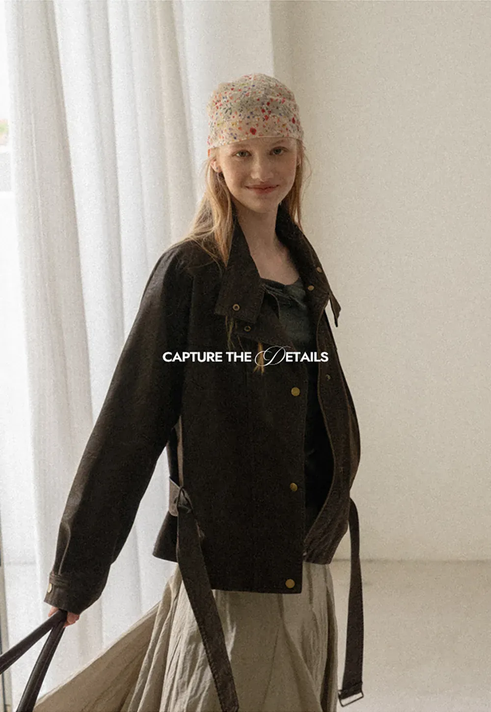 Oversized Leather Jacket with Belted Waist and Snap Buttons