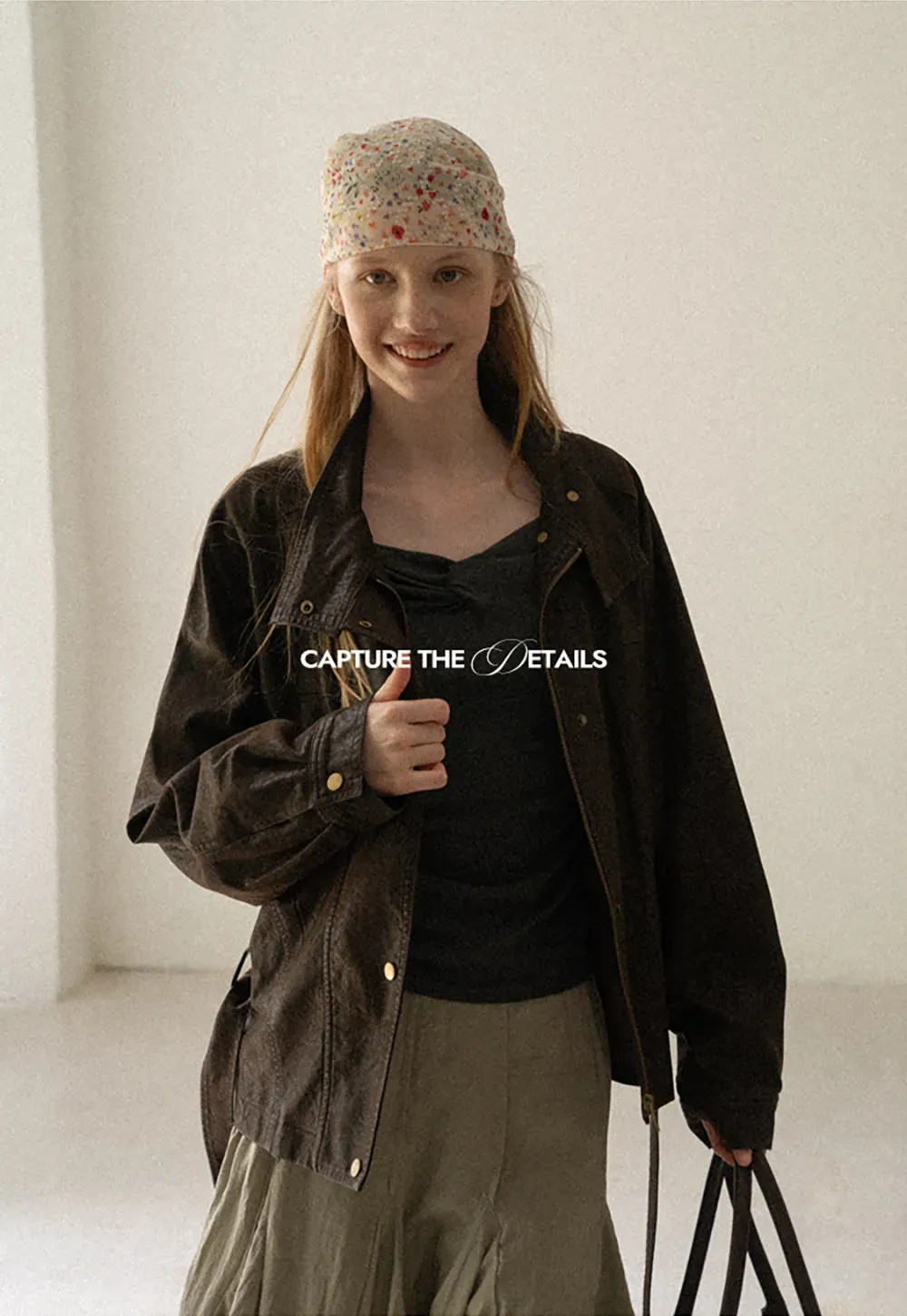 Oversized Leather Jacket with Belted Waist and Snap Buttons