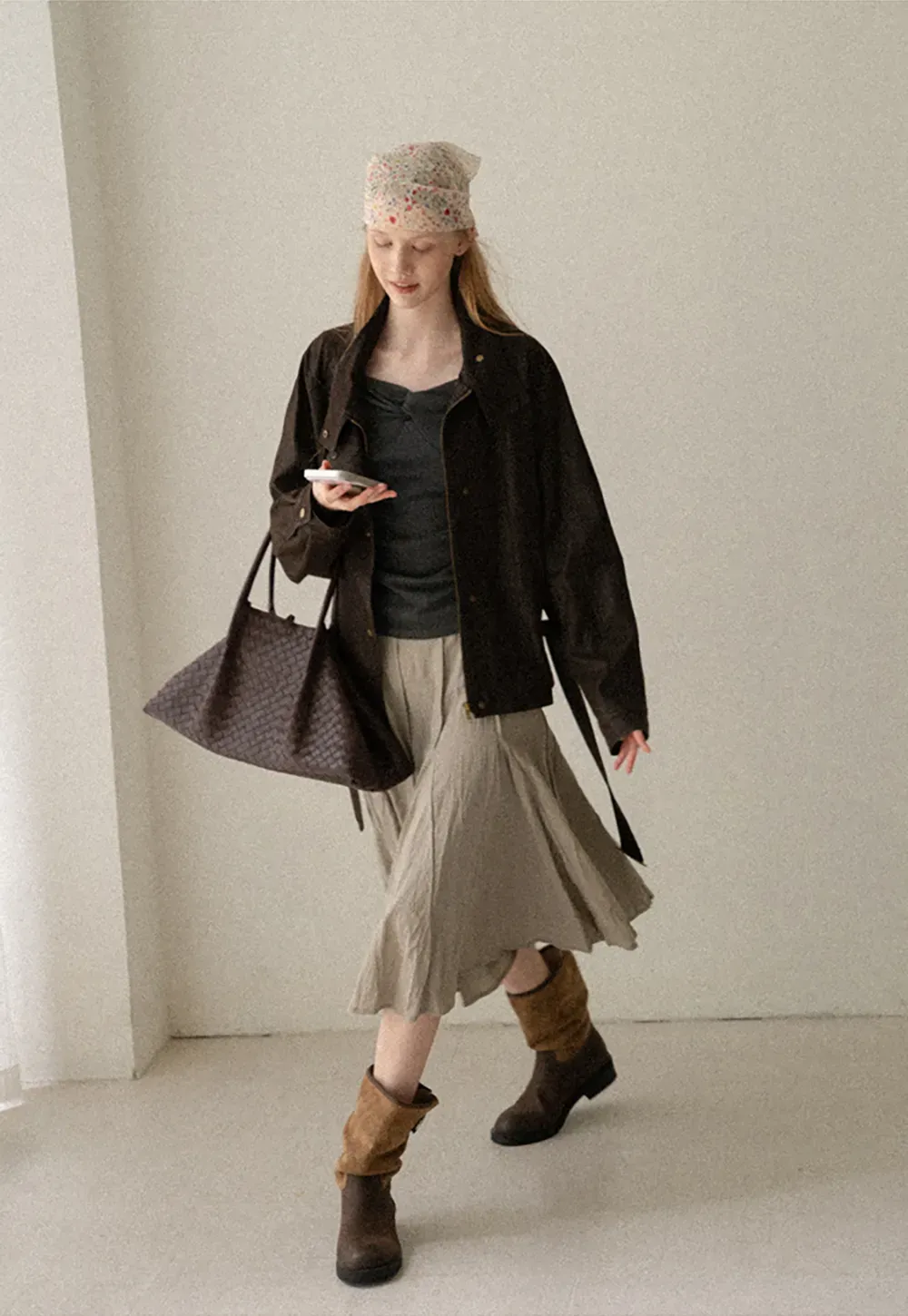 Oversized Leather Jacket with Belted Waist and Snap Buttons