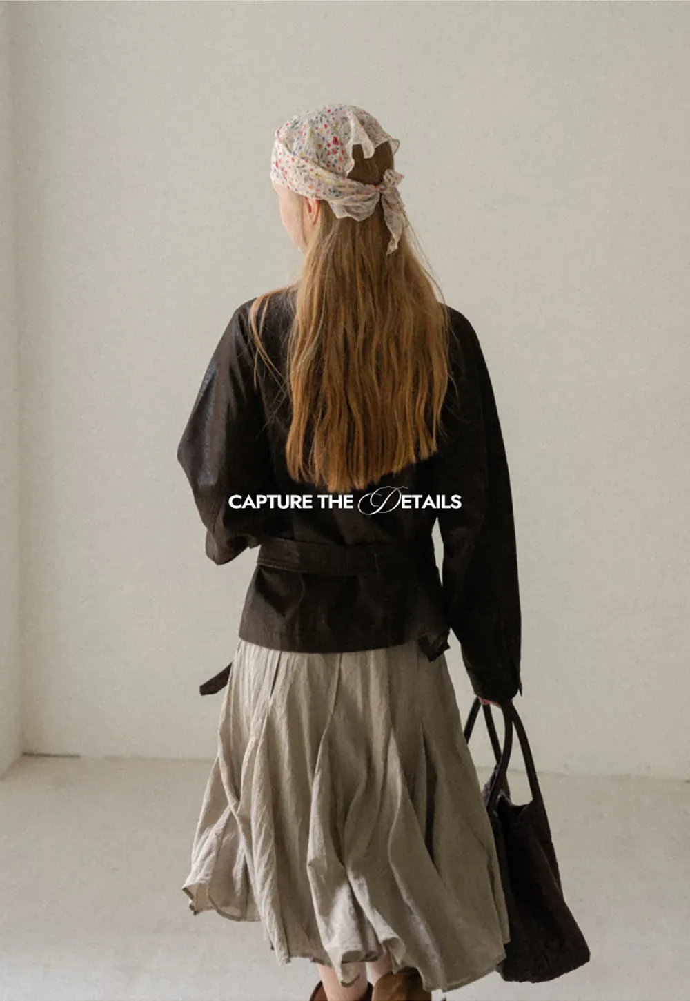Oversized Leather Jacket with Belted Waist and Snap Buttons