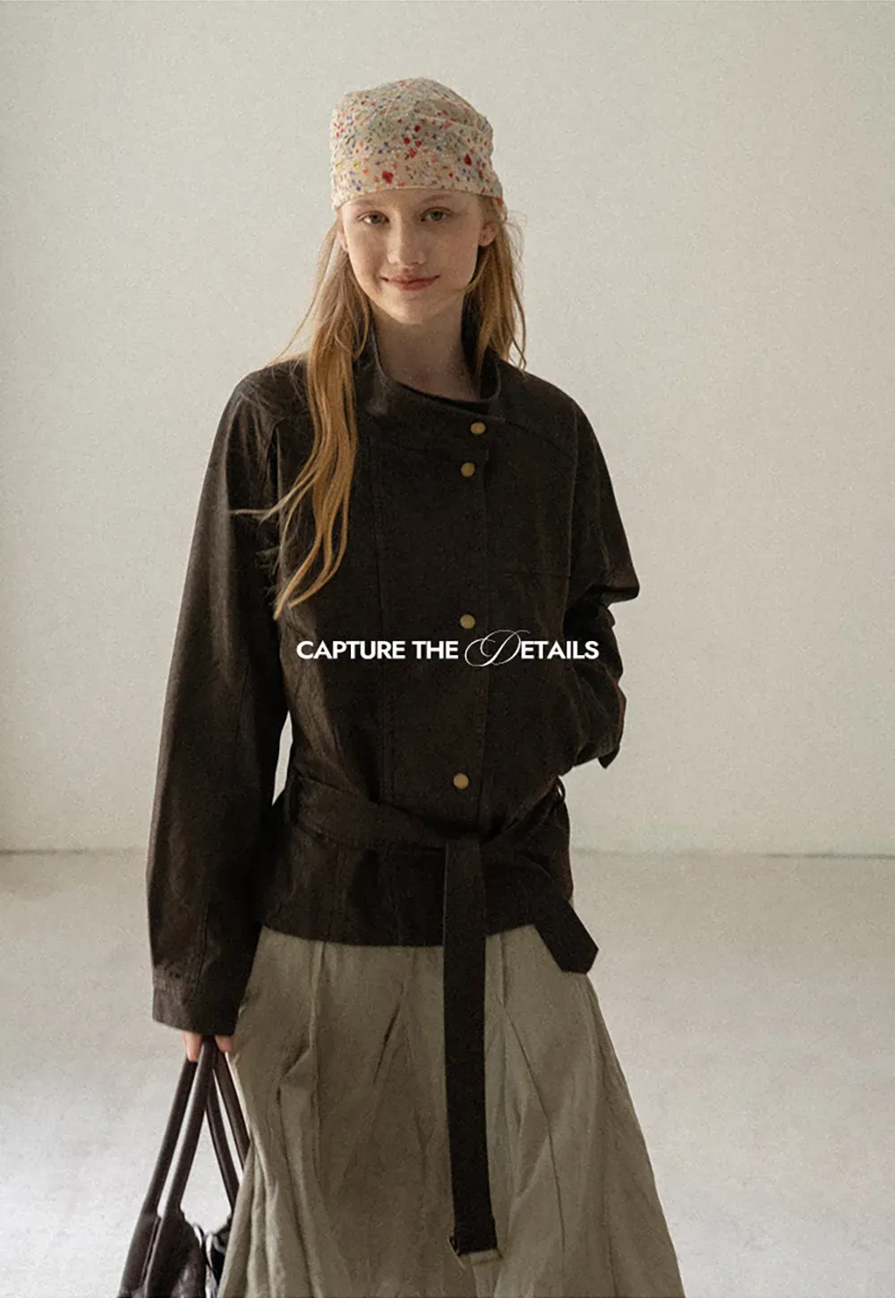 Oversized Leather Jacket with Belted Waist and Snap Buttons