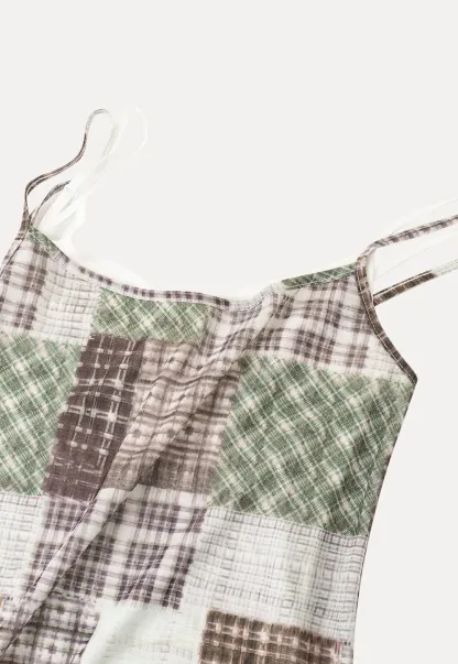 Patchwork Plaid Maxi Slip Dress