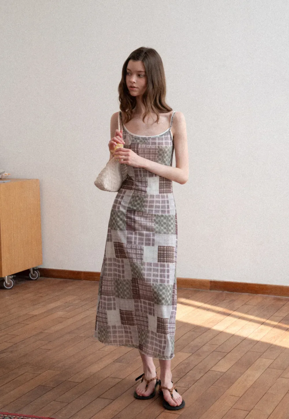Patchwork Plaid Maxi Slip Dress
