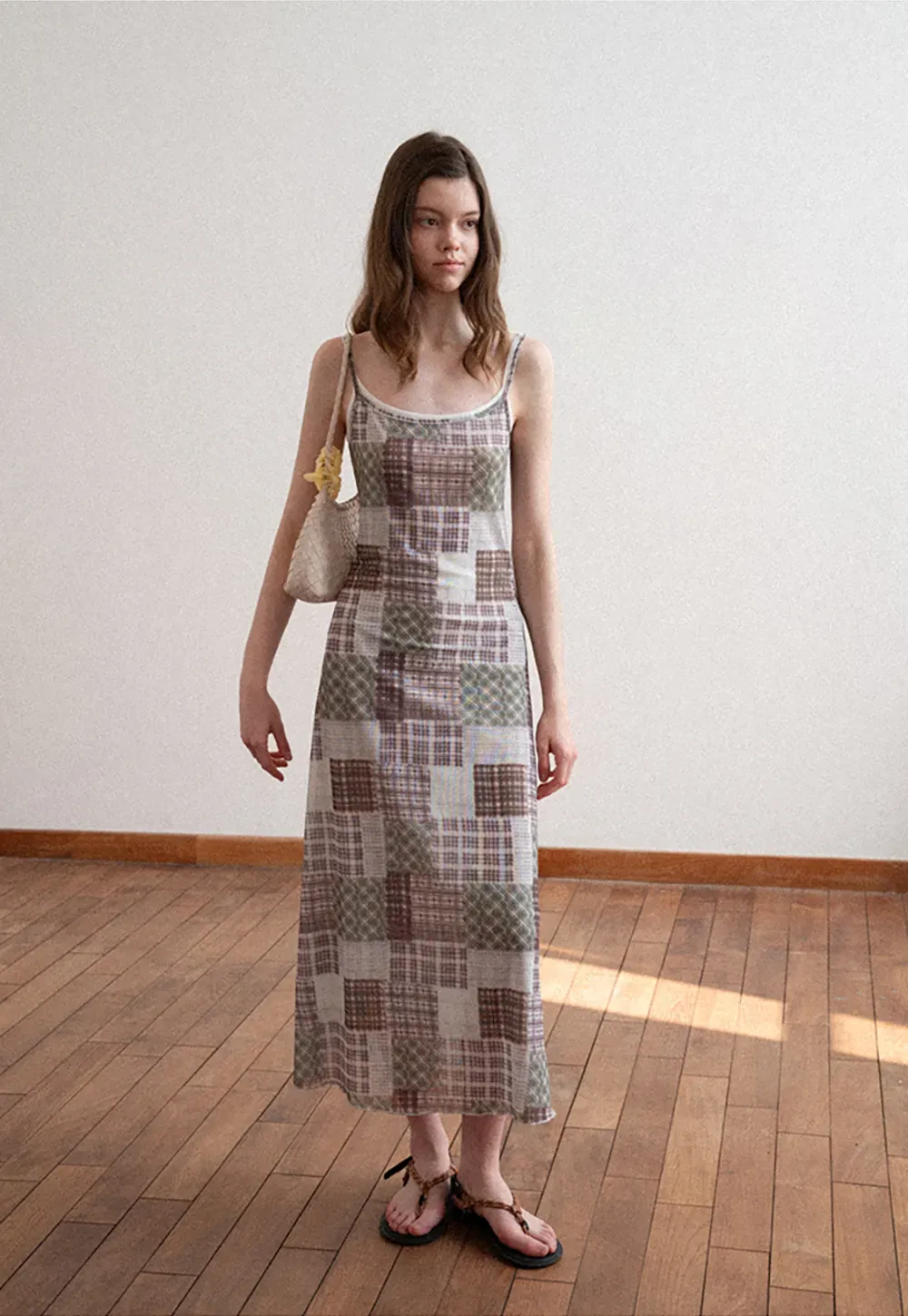 Patchwork Plaid Maxi Slip Dress