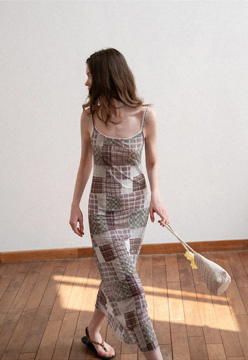 Patchwork Plaid Maxi Slip Dress