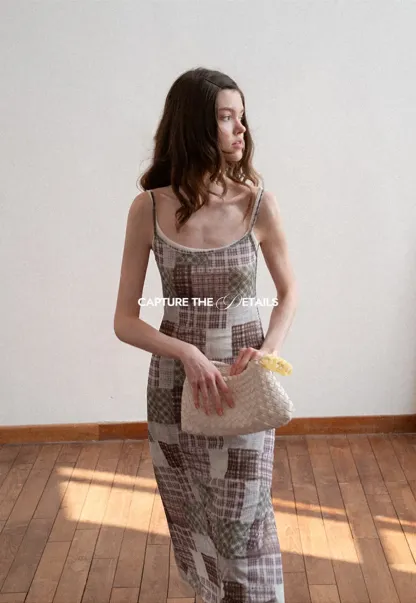 Patchwork Plaid Maxi Slip Dress