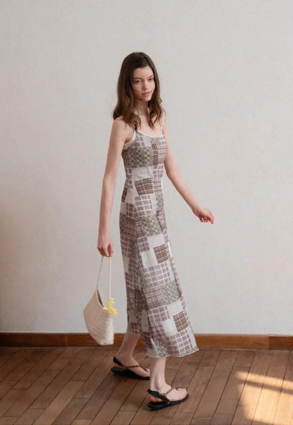 Patchwork Plaid Maxi Slip Dress