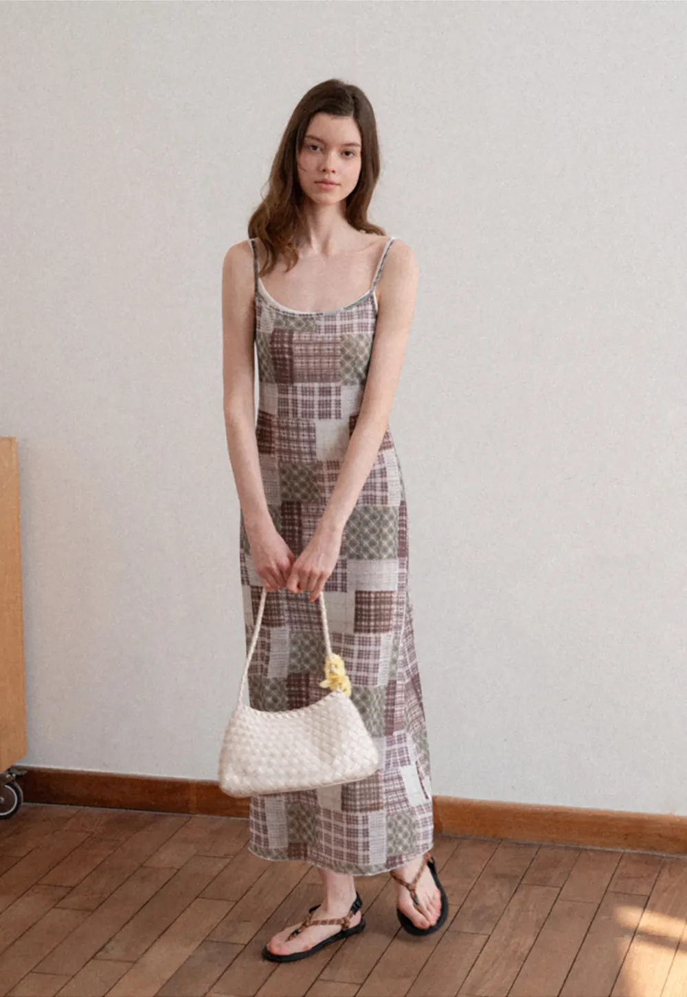 Patchwork Plaid Maxi Slip Dress
