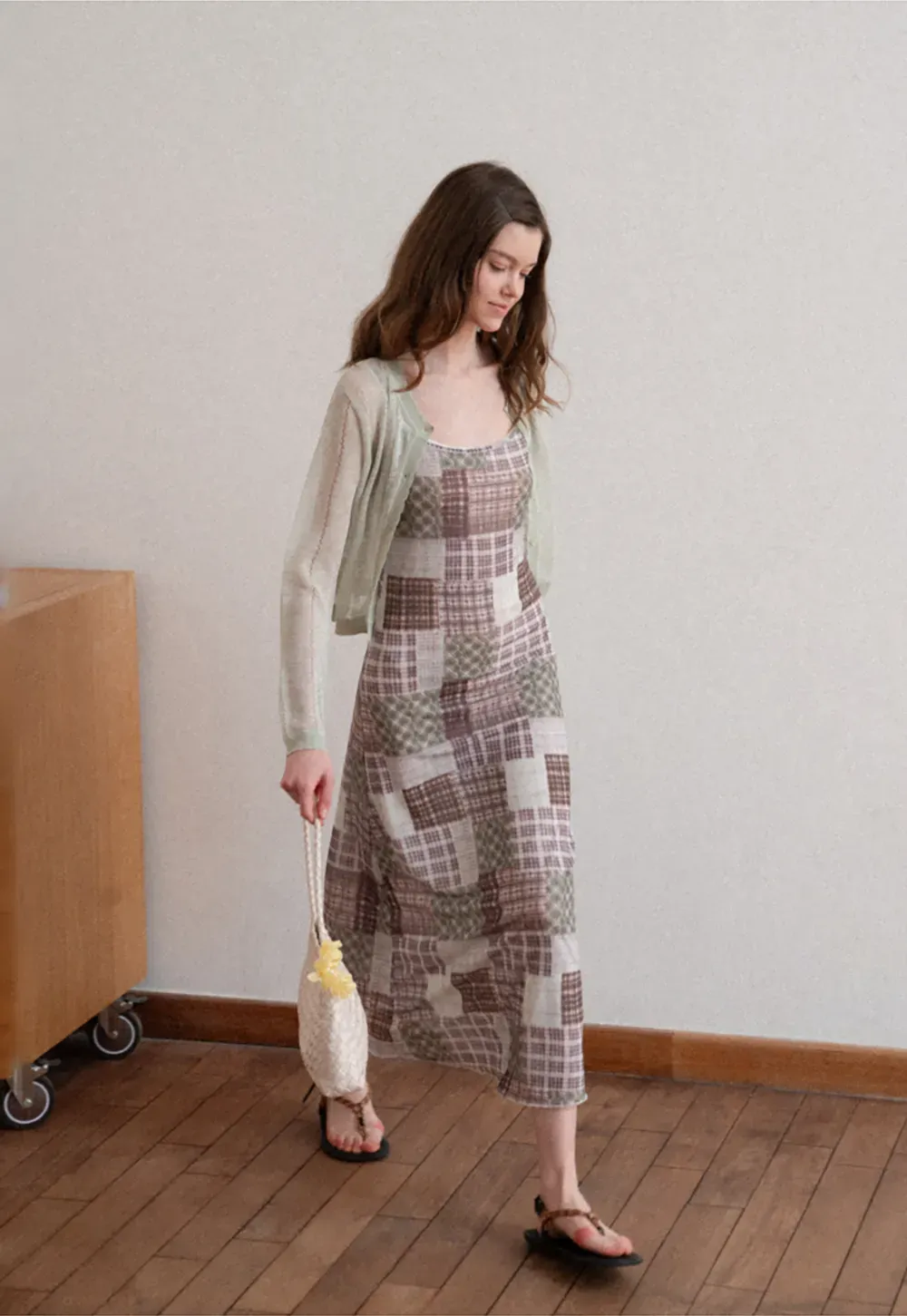 Patchwork Plaid Maxi Slip Dress