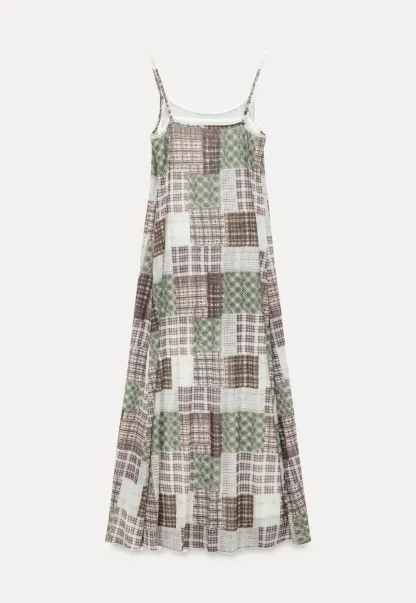 Patchwork Plaid Maxi Slip Dress