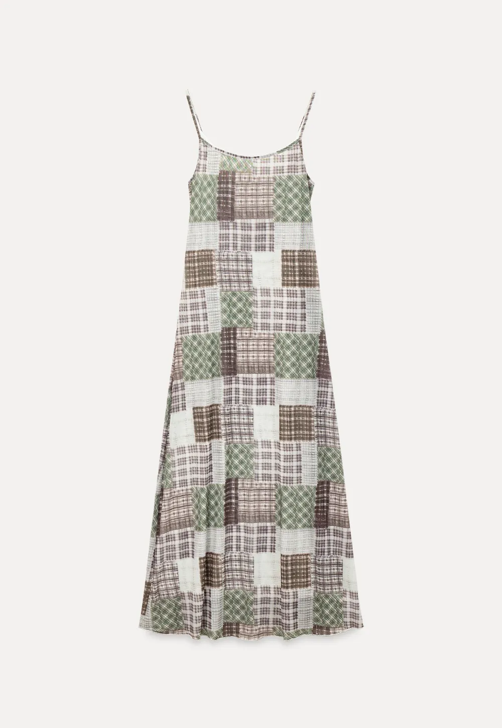 Patchwork Plaid Maxi Slip Dress