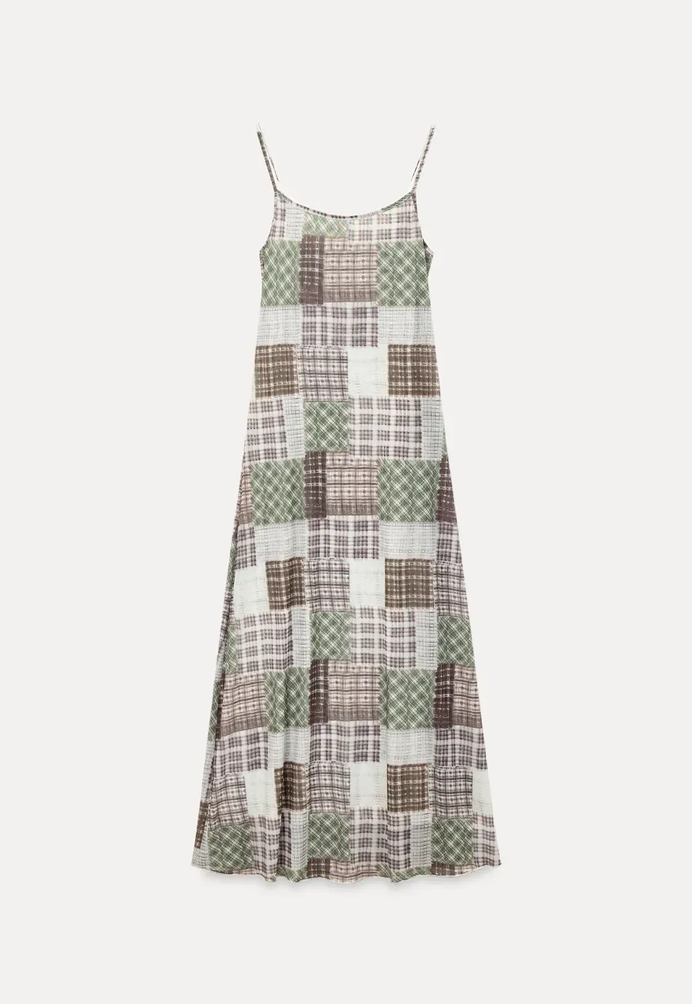 Patchwork Plaid Maxi Slip Dress