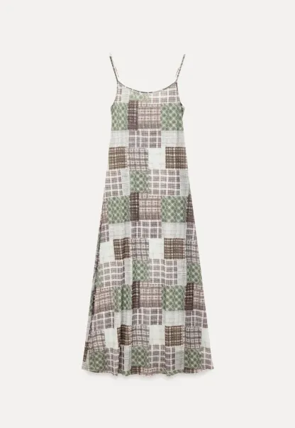Patchwork Plaid Maxi Slip Dress